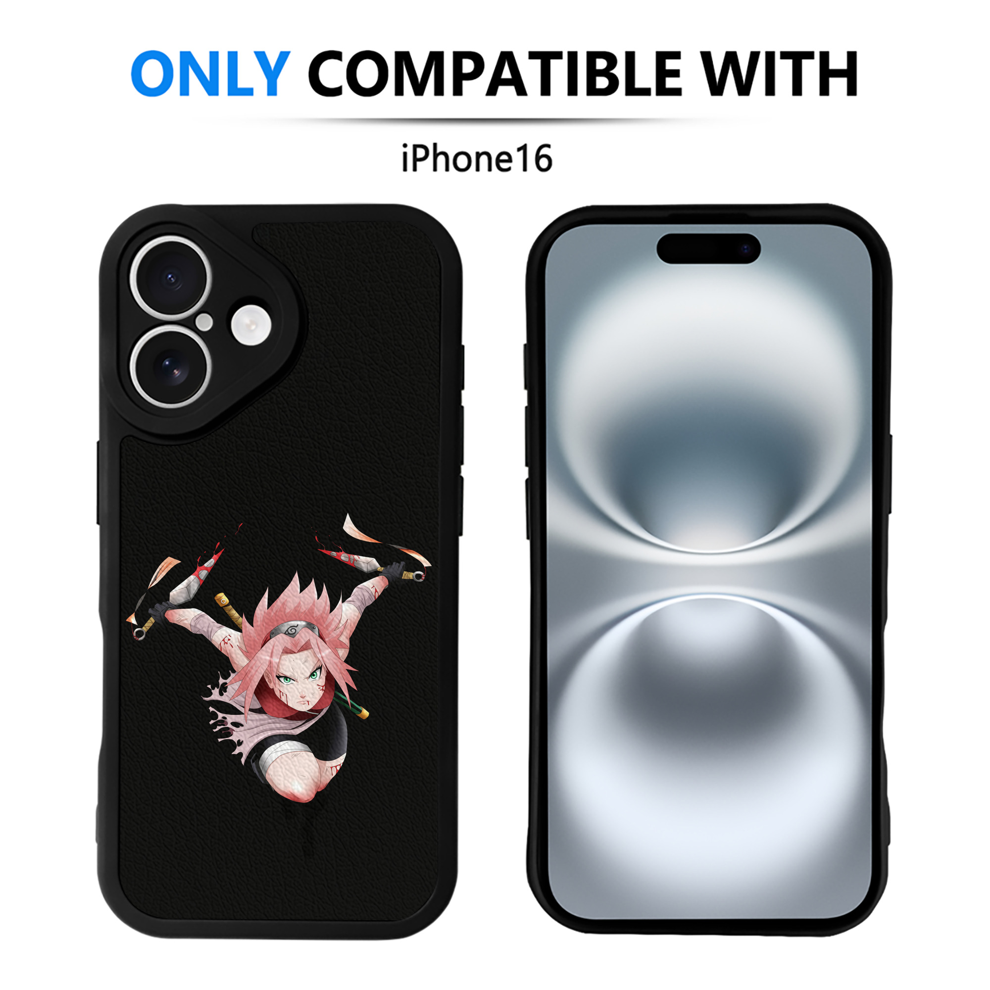 （画像用） NARUTO -ナルト- 春野サクラ Haruno Sakura 【iPhone 16シリーズ対応】シリコンスマホケース（レザー調） 材質：シリコン
